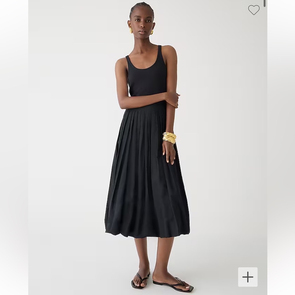 J. Crew Fitted Tank Dress with Poplin Bubble Skirt Black Small BY828 New